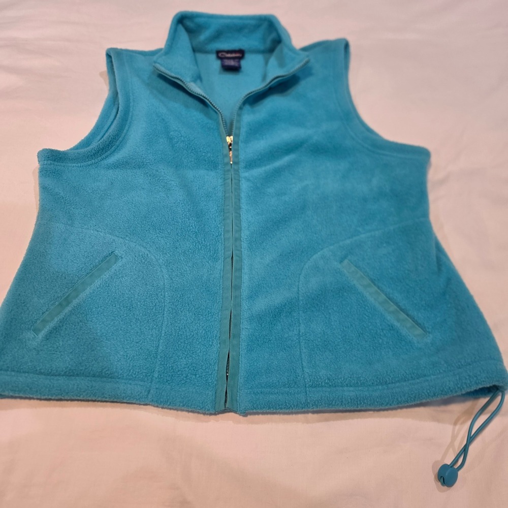 Catalina Fleece Vest Womens XL Turquoise Excellent Full Zip Adjustable Hem